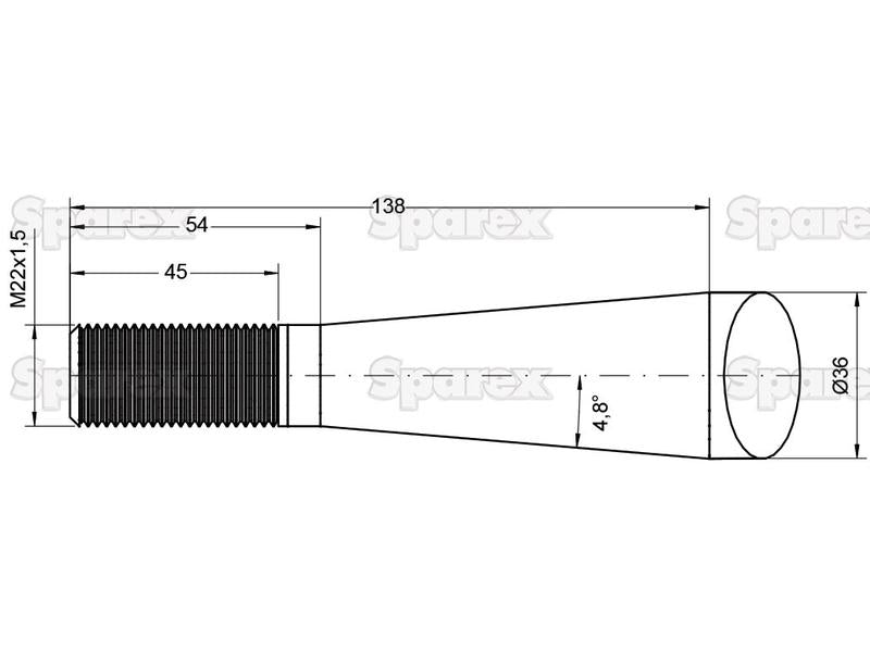 Bico - Direita 680mm, Tamanho da rosca: M22 x 1.50 (H - fluted) (S.21502)