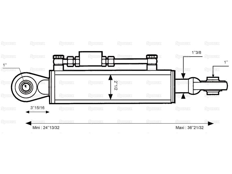 3ºs Pontos Hidraulicos (Cat.2/2) Olhal e Olhal, Diametro interno Cilindro: 63mm, Comprimento minimo : 620mm. (S.331261)