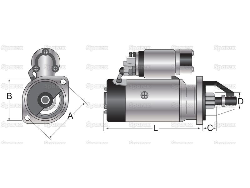 Motor de Arranque - 12V, 2Quilowatts (Sparex) (S.359831)