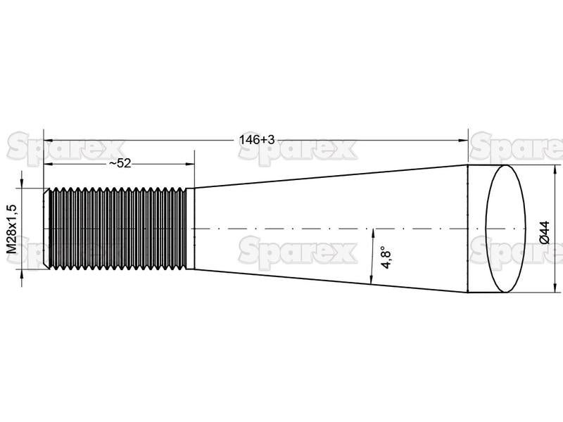 Bico - Direita 810mm, Tamanho da rosca: M28 x 1.50 (Quadrado) Aplicavel em: KK241160 (S.77016)