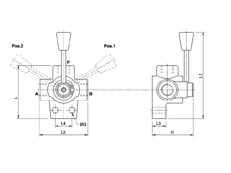 MARCHESINI Válvula rotativa hidráulica - desviador de 3 portas 3/4'' BSP (120 L/min Taxa de fluxo) (S.101602)