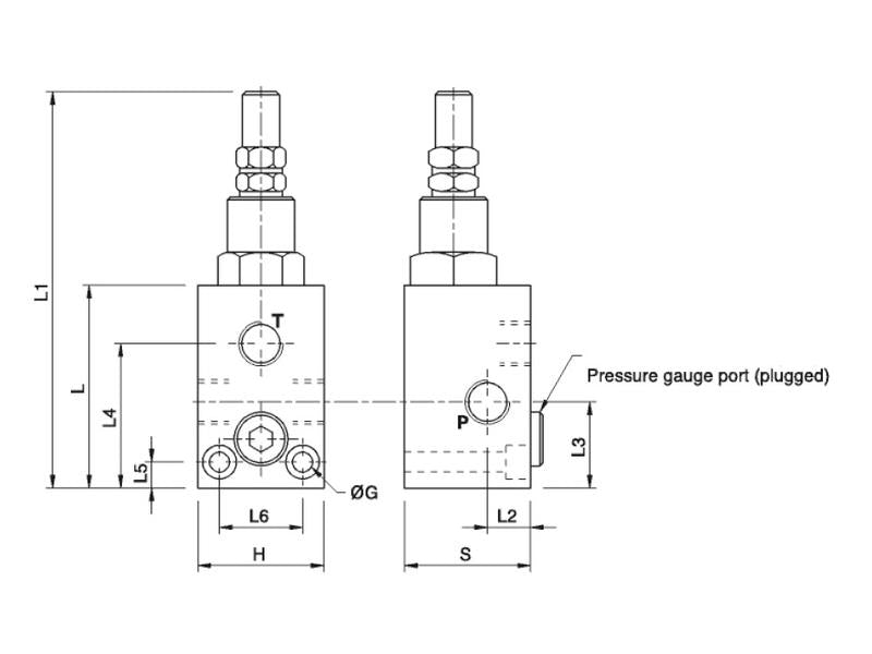 MARCHESINI Válvula de sobrepressão hidráulica - de ação direta 3/8'' BSP (45 L/min Taxa de fluxo) (S.101615)