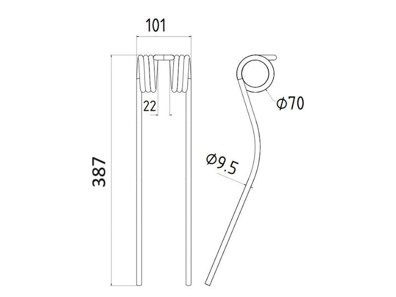 Mola - Esq./Dt. - Comp:385mm, Larg:98mm, Ø9.4mm - para Fella Aplicavel em: 487734 (S.106224)