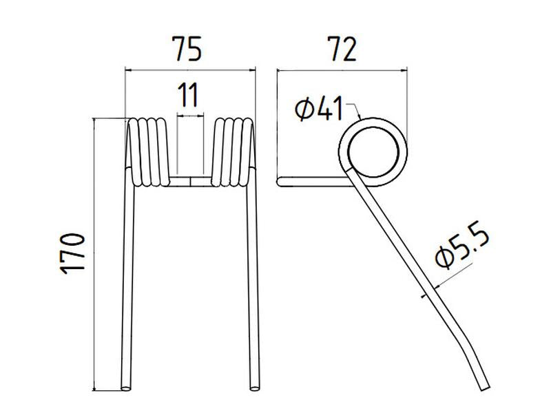 Mola Comp:170mm, Larg:74mm, Ø5.4mm - para Feraboli (SKH & MF) Aplicavel em: 1800061 (S.106226)