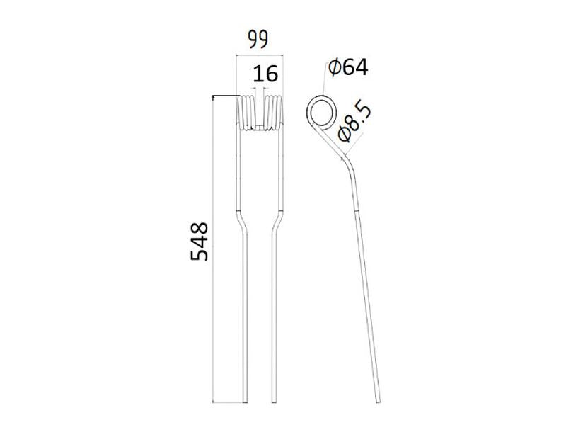 Mola Comp:550mm, Larg:97mm, Ø8.5mm - para SIP Aplicavel em: 153932908 (S.106270)