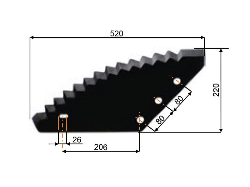 Lâmina de vagão alimentador 557mm x 215mm x 6mm para Belair, Van Lengerich Aplicavel em: VM10176A09 (S.106438)