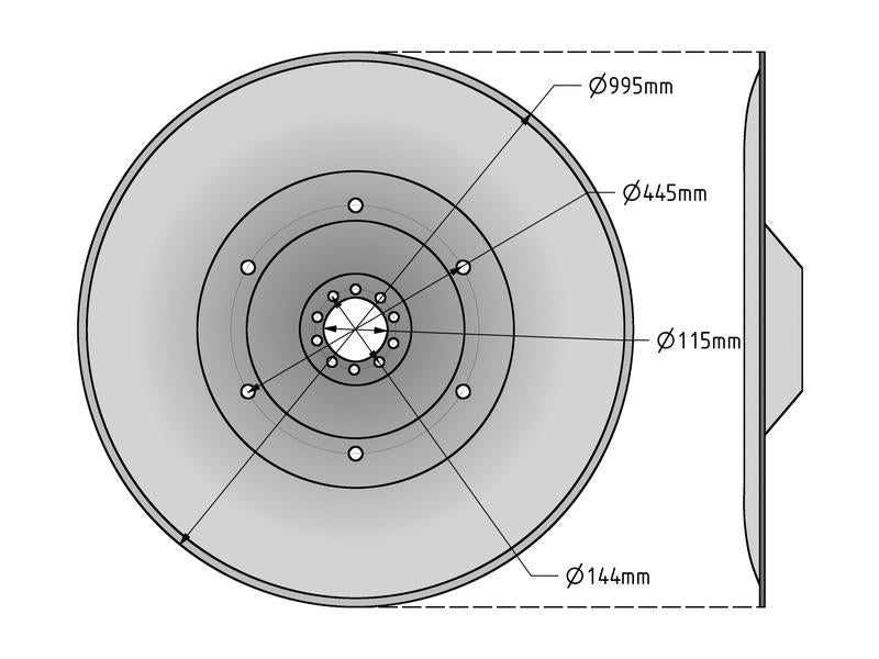 Disco - D.Ext :995mm, - para PZ, Deutz-Fahr, Taarup, Vicon Aplicavel em: ET-049 (S.110587)