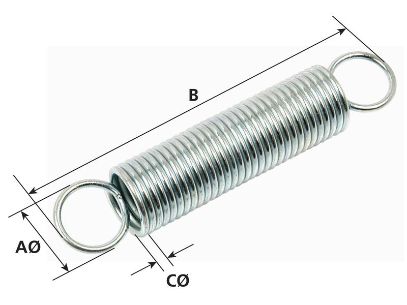 Mola Tensao, Mola Ø9mm, Fio Ø1.25mm, Comp: 60mm. (S.11093)