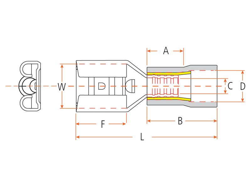 Terminal, Aperto Standard - Fêmea, 6.3mm, Vermelho (0.5 - 1.5mm) (S.11563)