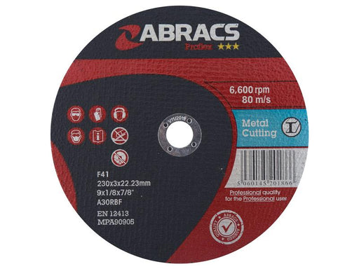 Disco chato de corte de metal Ø230 x 3 x 22.23mm A30RBF (S.11752)