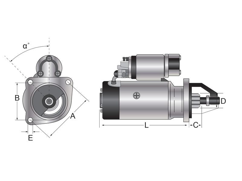 Motor de Arranque - 12V, 3.2 Quilowatts, Engrenagem redutora (Mahle) (S.118383)