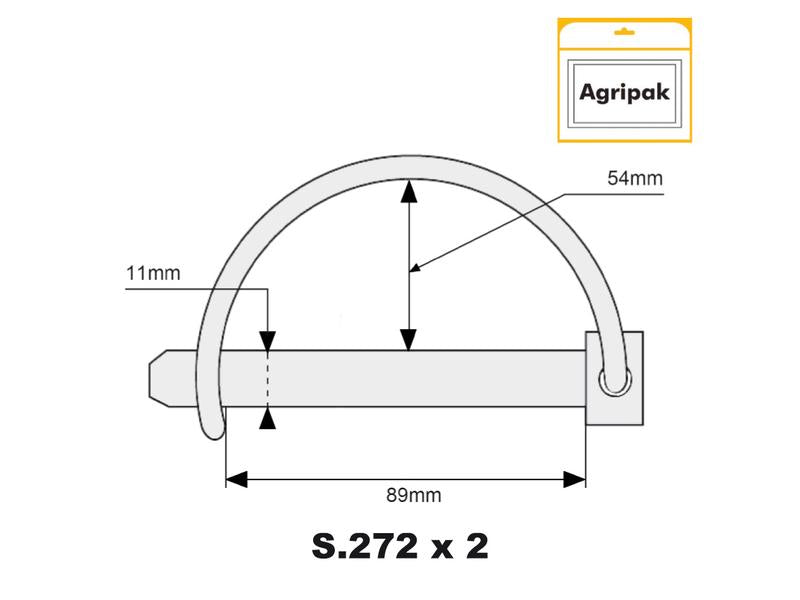 Agripak 2 un. Cavilha 11mm x 89mm (S.11882)