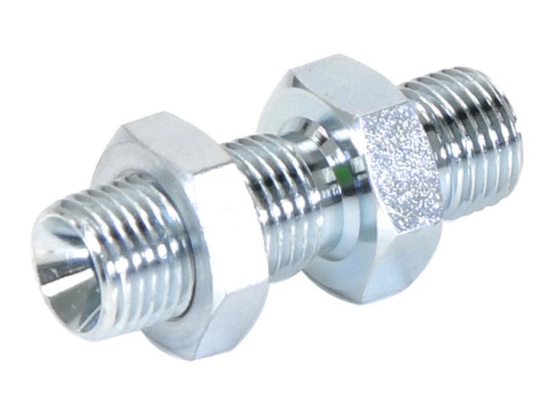Adaptador hidráulico 1/4'' BSP Macho x 1/4'' BSP Macho Anteparo com porca de bloqueio (S.11947)