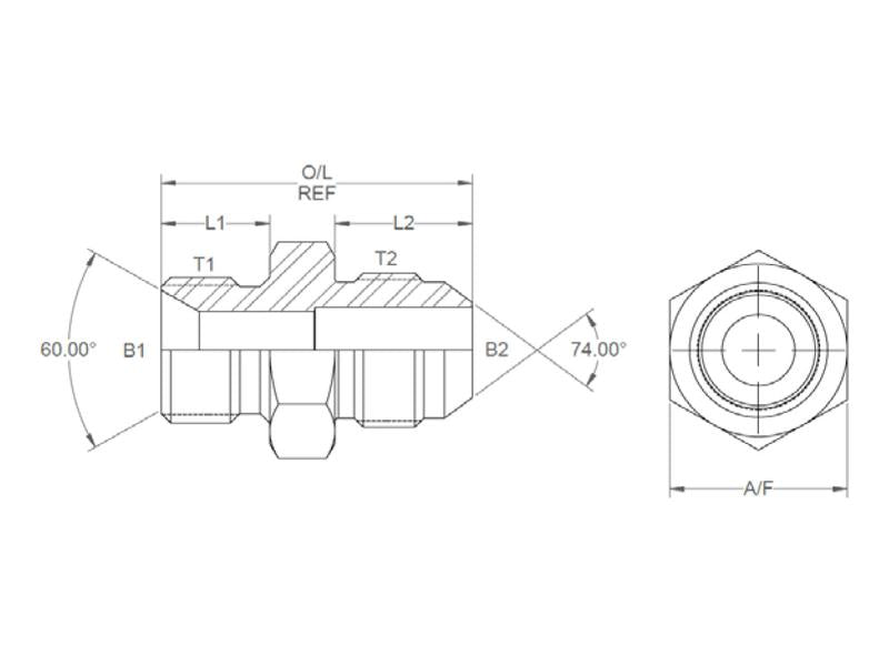 Adaptador hidráulico 3/8'' BSP Macho x 7/8'' JIC Macho (S.11950)