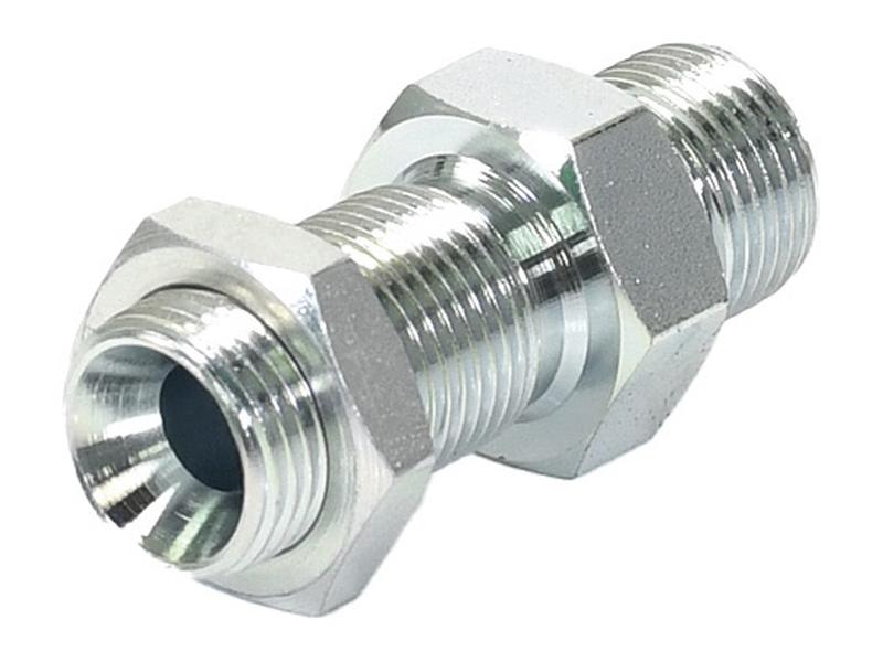 Adaptador hidráulico 3/8'' BSP Macho x 3/8'' BSP Macho Anteparo com porca de bloqueio (S.11955)