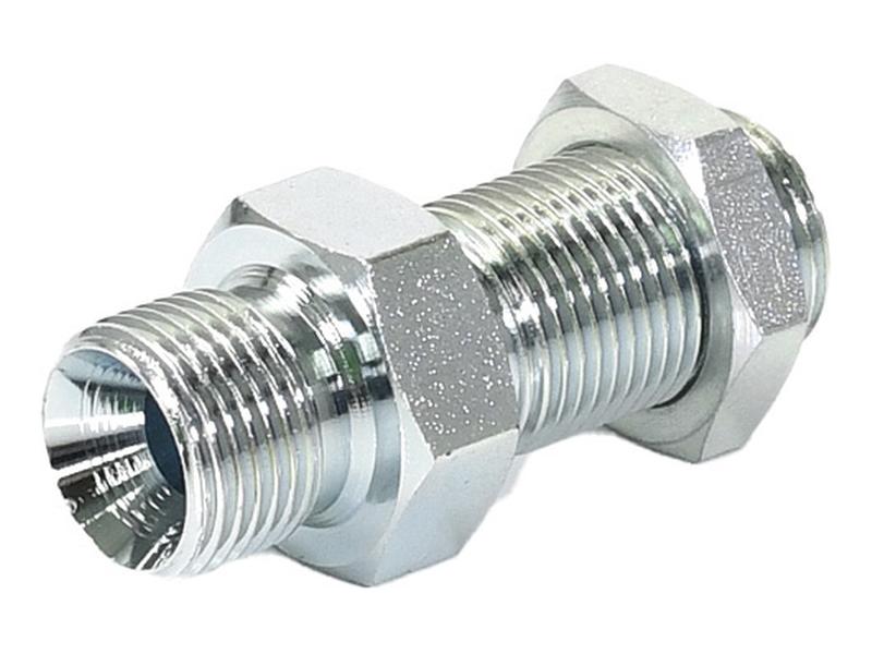 Adaptador hidráulico 3/8'' BSP Macho x 3/8'' BSP Macho Anteparo com porca de bloqueio (S.11955)