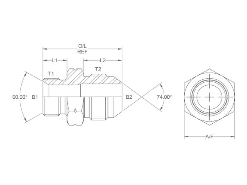 Adaptador hidráulico M22 x 1.50 Métrica Macho x 3/4'' JIC Macho (S.11962)