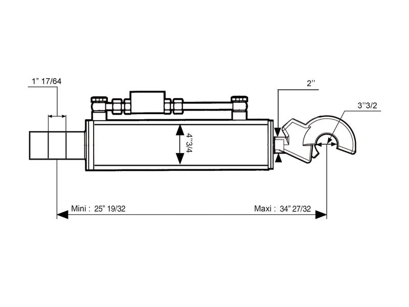 3º Ponto Hidraulico (Cat.-/4 (Ø-/45mm)) e Q.R CBM Gancho, Diametro interno Cilindro: 120mm, Comprimento minimo : 650mm. (S.119711)