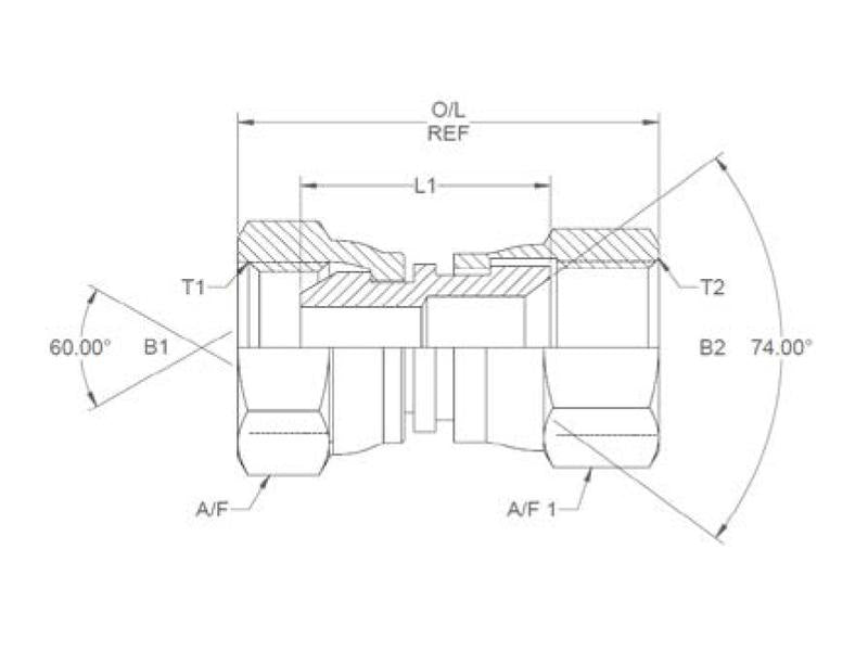 Adaptador hidráulico 1/2'' BSP Fêmea giratória x 7/8'' JIC Fêmea giratória (S.12011)