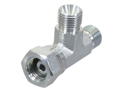 Peça hidráulica em T 1/4'' BSP Macho x 1/4'' BSP Fêmea giratória x 1/4'' BSP Macho (S.12035)