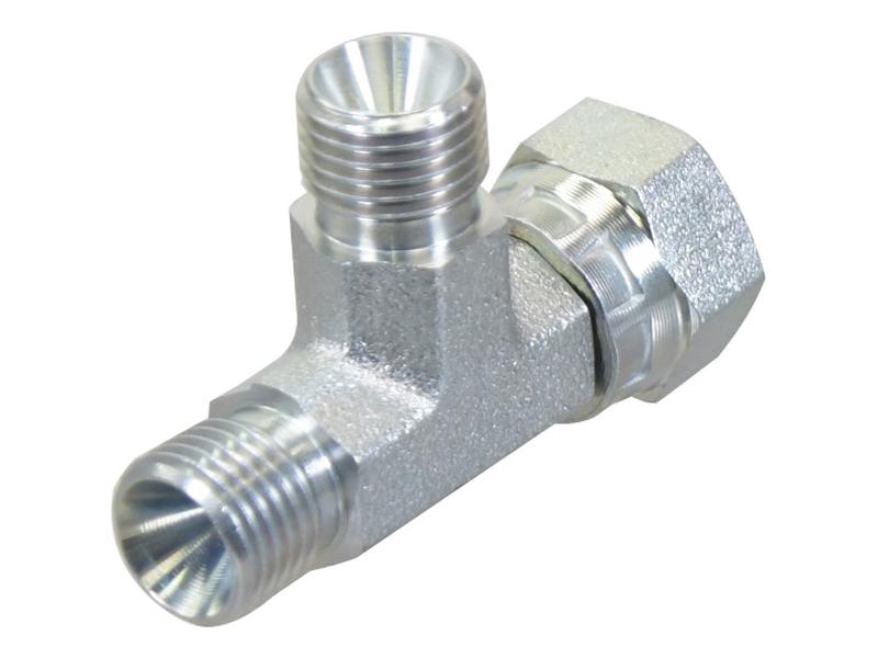 Peça hidráulica em T 1/4'' BSP Macho x 1/4'' BSP Fêmea giratória x 1/4'' BSP Macho (S.12035)