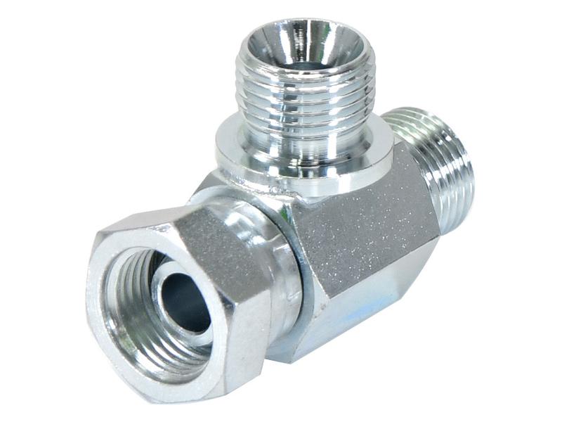 Peça hidráulica em T 1/2'' BSP Macho x 1/2'' BSP Fêmea giratória x 1/2'' BSP Macho (S.12037)