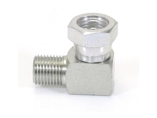 Adaptador hidráulico 1/4'' BSP Macho x 1/4'' BSP Fêmea giratória 90° (S.12038)