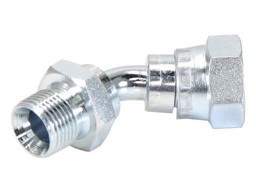 Adaptador hidráulico 3/8'' BSP Macho x 3/8'' BSP Fêmea giratória 135° (S.12053)