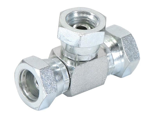 Peça hidráulica em T 1/4'' BSP Fêmea giratória x 1/4'' BSP Fêmea giratória x 1/4'' BSP Fêmea giratória (S.12115)