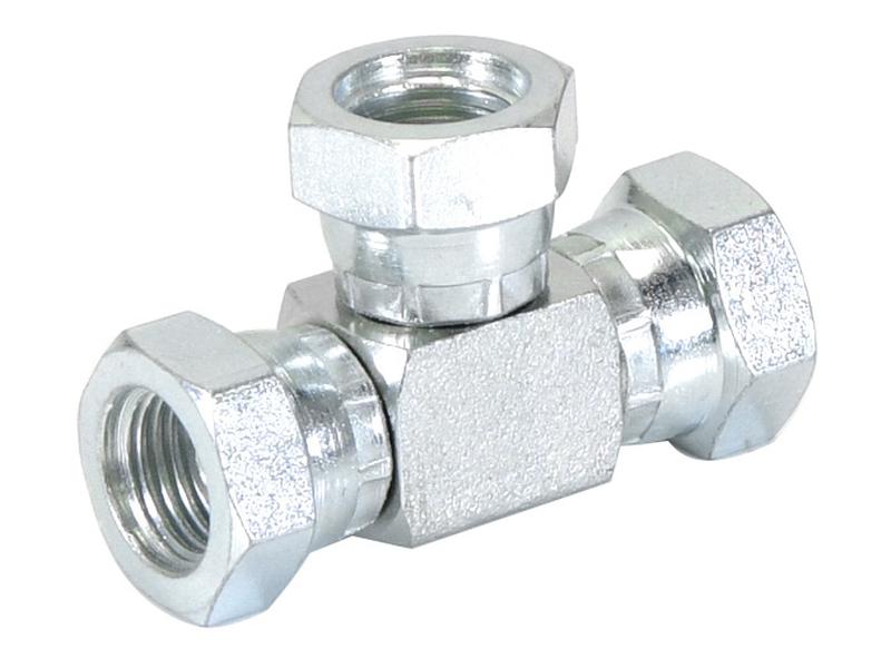 Peça hidráulica em T 1/4'' BSP Fêmea giratória x 1/4'' BSP Fêmea giratória x 1/4'' BSP Fêmea giratória (S.12115)