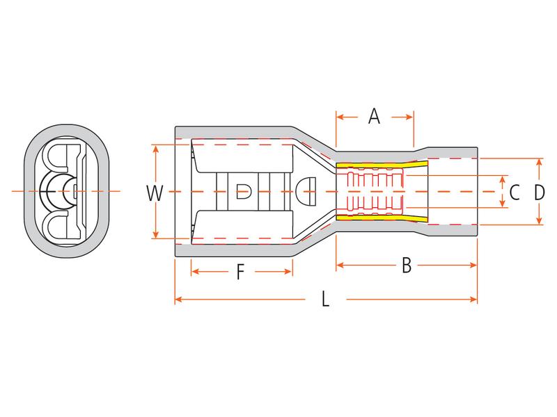 Agripak 25 un. Terminal 6.3mm, Vermelho (S.12409)