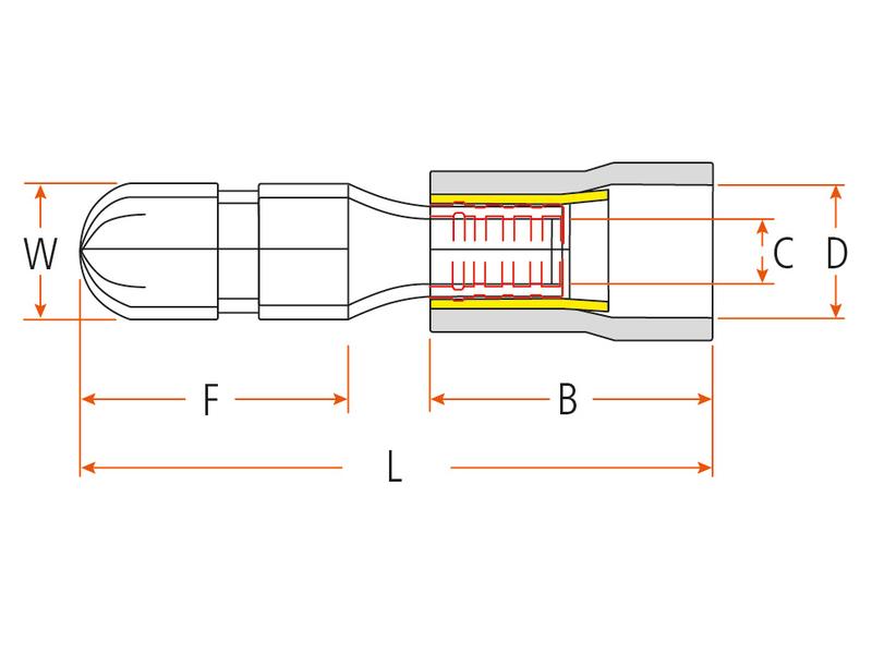 Terminal pré-isolado, Aperto Standard - Macho, 0.5 - 1.5mm Vermelho (S.12412)