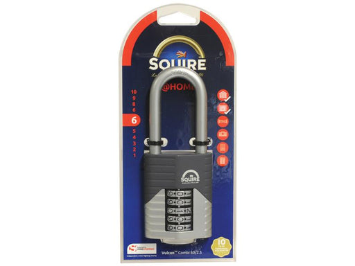 Squire 60/2.5 COMBI Vulcan Combination Padlock, Largura da estrutura em: 60mm (Classificação de segurança: 6) (S.129893)