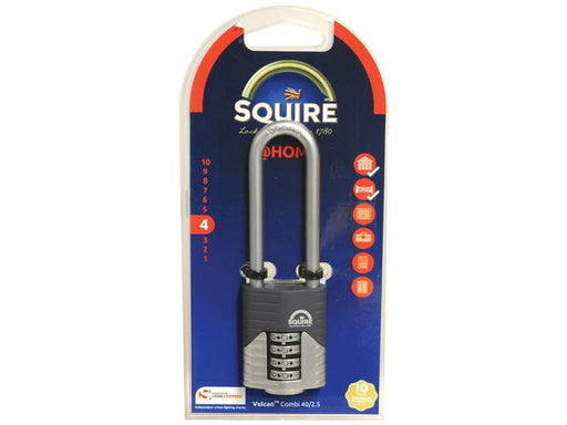Squire 40/2.5 COMBI Vulcan Combination Padlock, Largura da estrutura em: 40mm (Classificação de segurança: 4) (S.129906)