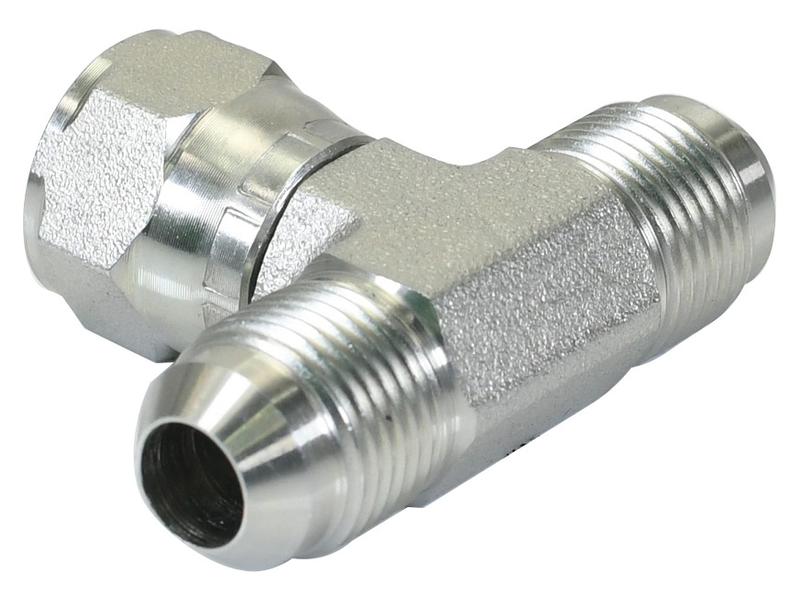 Peça hidráulica em T 3/4'' JIC Macho x 3/4'' JIC Macho x 3/4'' JIC Fêmea giratória (S.12995)