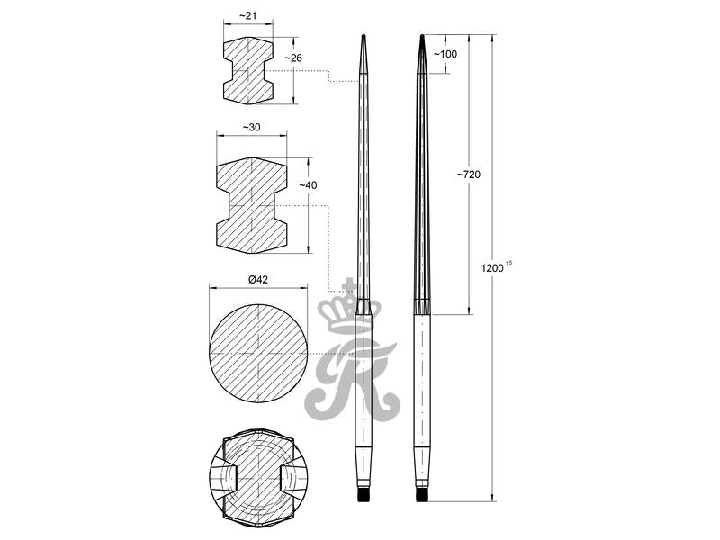 Bico - Direita 1200mm, (H - fluted) (S.130041)