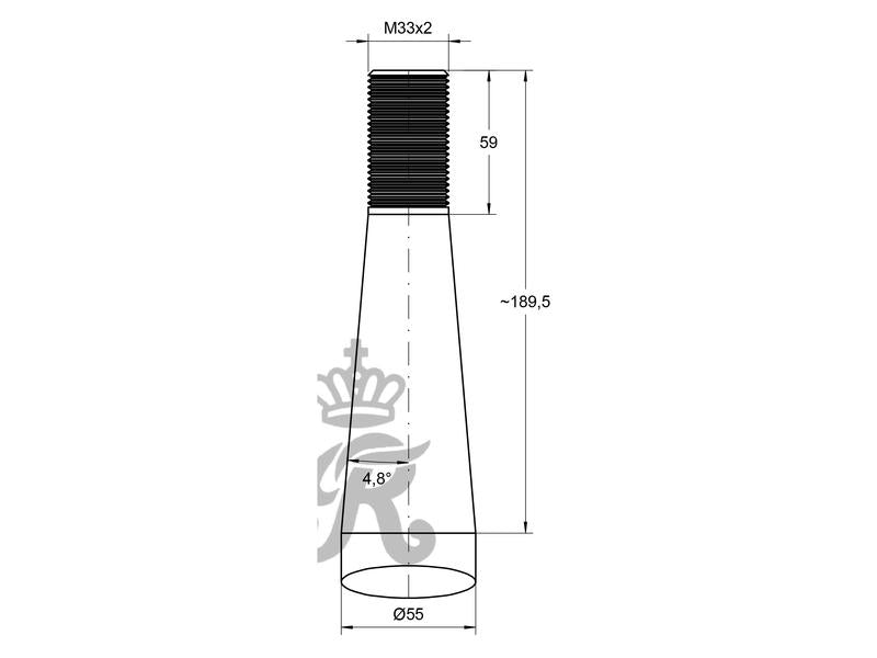 Bico - Direita 1250mm, Tamanho da rosca: M33 x 2.00 (Quadrado) (S.135881)