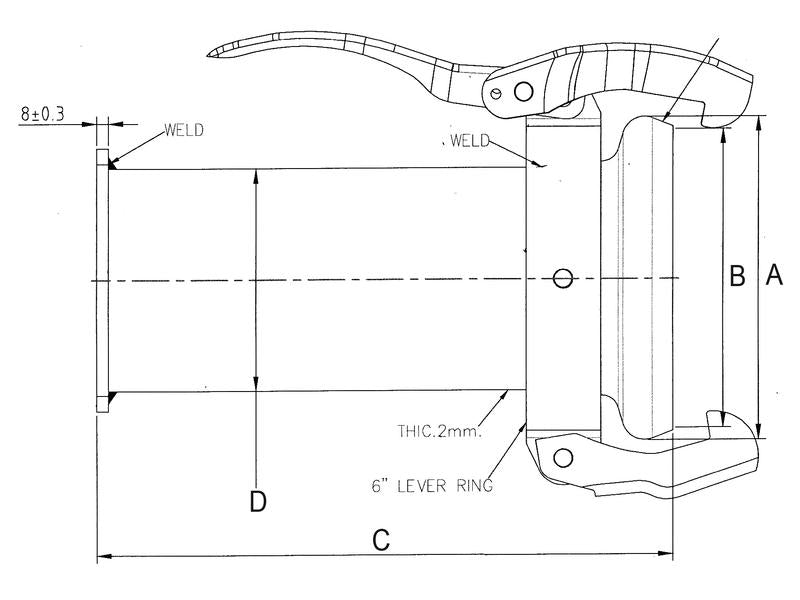 Acoplamento com brida - Longo - Fêmea 6'' (159mm) x 6'' (150mm) (galvanizado) (S.136624)