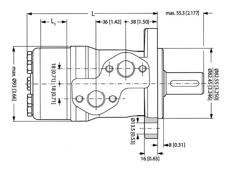 Danfoss Bomba hidráulica OMP50 50cc rev com 25mm Cilíndrico Tipo de veio (S.137133)