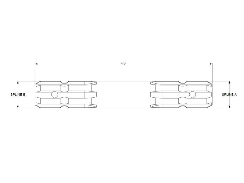 Veio estriado PTO —estriado nas duas extremidades - 1 3/8'' - 6 estrias x 1 3/8'' - 6 estrias, Comp: 400mm (S.138842)