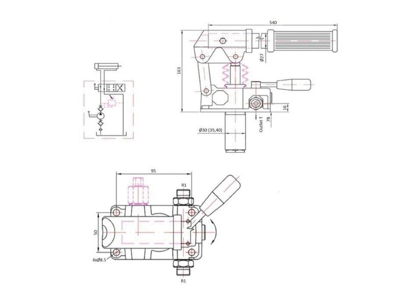 Bomba manual hidráulica - Double Acting, Deslocamento cm³: 12CC, Tank Capacity litres: 5 lts (S.140740)