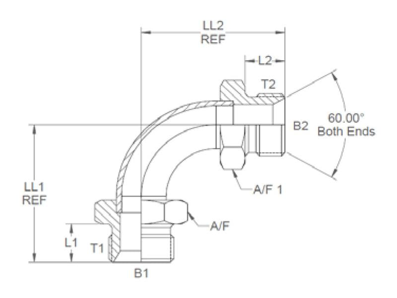 Adaptador hidráulico 3/8'' BSP Macho x 3/8'' BSP Macho 90° (S.14120)