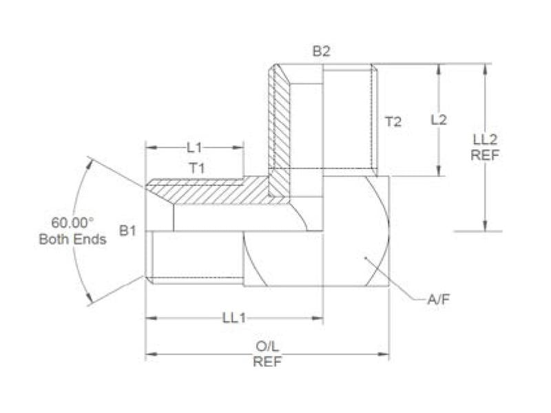 Adaptador hidráulico 3/8'' BSP Macho x 3/8'' BSP Macho 90° (S.14122)
