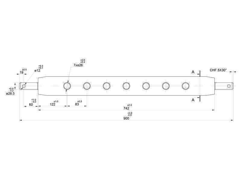 Estrutura de reboque de tres pontos (Cat. 2 (Ø28mm)) Núm. furos: 7, 862mm. (S.144792)
