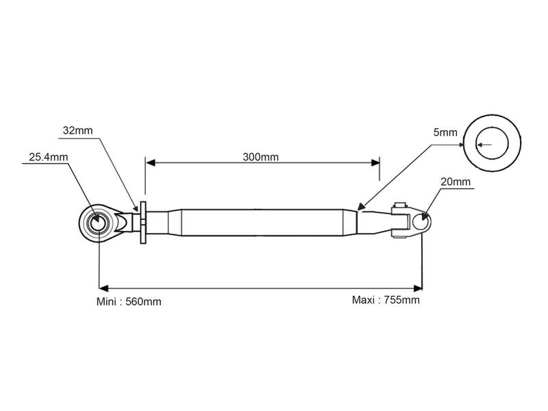 3º ponto (Cat.20mm/2 (Ø20/25mm)) Comprimento minimo 620mm (S.14867)