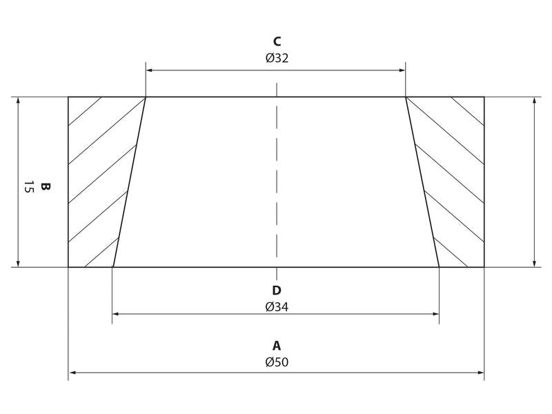 Casquilho bico do carregador frontal - Ø50 x 15mm (Ø32) (S.14901)