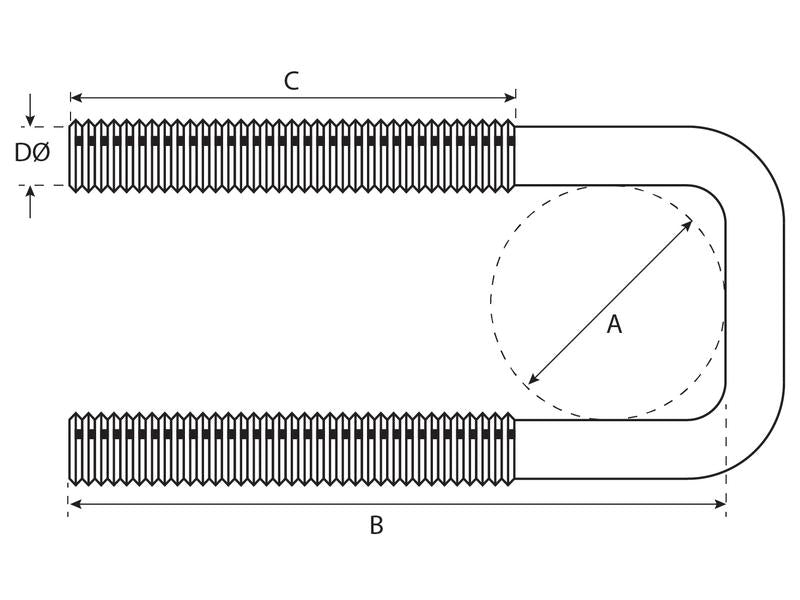 Abraçadeiras U Porcas e Anilhas- M18x102mm Comp: 150mm (S.150512)