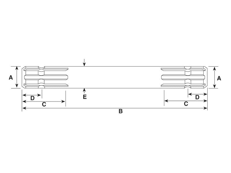 Veio estriado PTO —estriado nas duas extremidades - 1 3/8'' - 6 estrias x 1 3/8'' - 6 estrias, Comp: 300mm (S.15952)