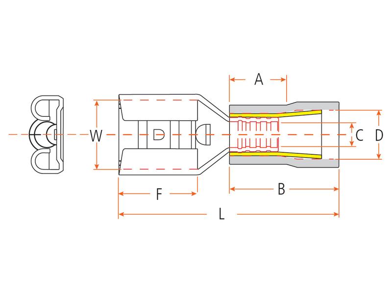 Agripak 25 un. Terminal 6.3mm, Vermelho (S.163577)