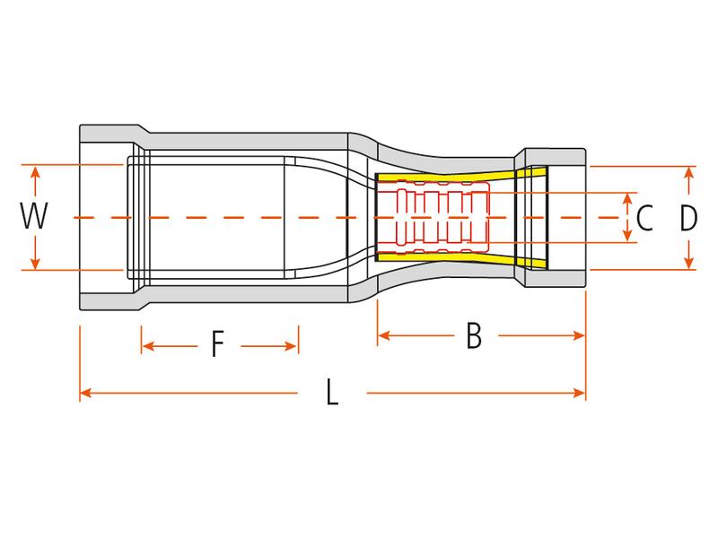 Agripak 25 un. Term. pré-isolado - Fêmea, 4.0mm, Vermelho (S.163582)